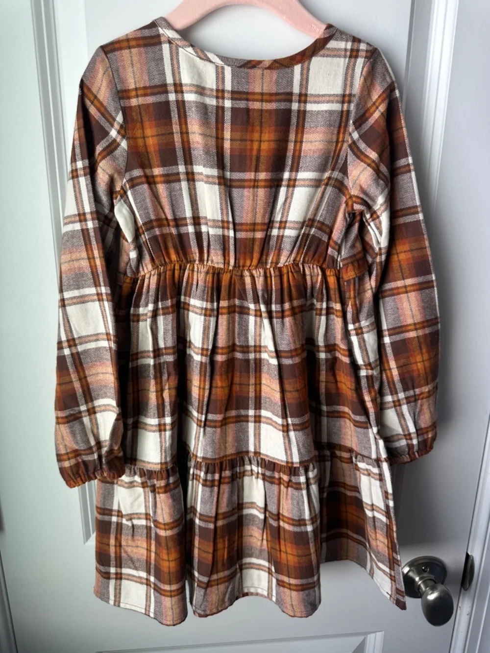 The Children's Place Brown Cream Plaid Tiered Dress - Picture 4 of 4